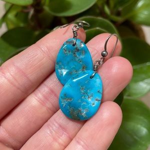 Genuine Turquoise hook earrings